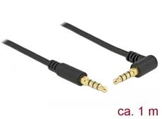 Delock 85610 1m 3, 5 mm Jack 4-tűs apa-apa fekete sztereó kábel (85610)