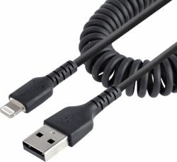 StarTech Spirál USB-A apa - Lightning apa 2.0 Adat és töltő kábel - Fekete (0.5m) (RUSB2ALT50CMBC)