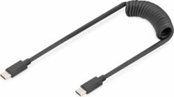 ASSMANN Spirál USB-C apa - USB-C apa 2.0 Adat és töltő kábel - Fekete (1m) (AK-300431-006-S)