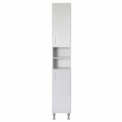 Leziter Bianca Plus 30 magas szekrény 2 ajtóval, nyitott, magasfényű fehér színben, univerzális