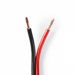 Nedis Hangszóró kábel | 2x 2.50 mm2 | CCA | 100.0 m | Kerek | PVC | Fekete / Piros | Zsugor csomagolás (CAGW2500BK1000)