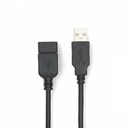 Nedis USB kábel | USB 2.0 | USB-A Dugasz | USB-A Aljzat | 480 Mbps | Nikkelezett | 2.00 m | Kerek | PVC | Fekete | Label (CCGL60010BK20)