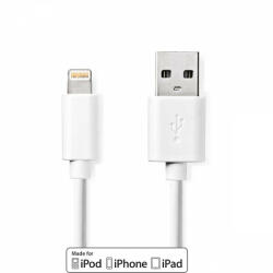 Nedis Lightning Kábel | USB 2.0 | Apple Lightning, 8 Pólusú | USB-A Dugasz | 480 Mbps | Nikkelezett | 1.00 m | Kerek | PVC | Fehér | Doboz (CCGB39300WT10)
