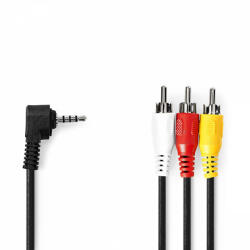 Nedis Audio Video kábel | 3.5 mm Dugasz | 3x RCA Dugasz | Nikkelezett | 1.00 m | Kerek | PVC | Fekete (CVGL22400BK10)