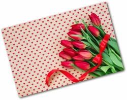 Wallmuralia. hu Üveg vágódeszka Tulipánok szívek 2x40x52 cm