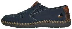 RIEKER Pantofi barbati, Rieker, B2457-14-Albastru-Inchis, casual, piele naturala, perforati, cu talpa joasa, albastru inchis (Marime: 40)