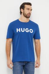 Hugo pamut póló türkiz, férfi, nyomott mintás - kék M