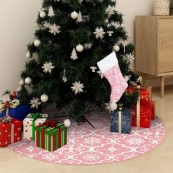 vidaXL Covor fustă de brad Crăciun cu șosetă, roz, 90 cm, țesătură (330284) - comfy