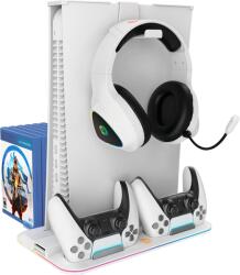 CANYON CS-5, PS5 Charger stand, with RGB light, 315 185 28mm, with 23CM+0.5cm cable, 475 10g, White (CND-CSPS5W)