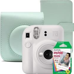 Fujifilm Instax Mini 12 Clay White 10 + green cover and album