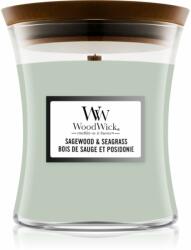 WoodWick Sagewood & Seagrass lumânare parfumată cu fitil din lemn 275 g