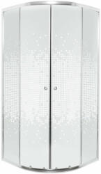Kerra Pixel White 90x90 cm íves tolóajtós zuhanykabin 4 mm biztonsági üveggel tálca nélkül, króm kerettel, 183 cm magas (PIXEL-90-WH-SOLO)