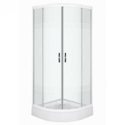 Kerra XENIA White 80x80 cm íves tolóajtós zuhanykabin 5 mm biztonsági üveggel, zuhanytálcával, fehér kerettel, 180 cm magas (XENIA80)