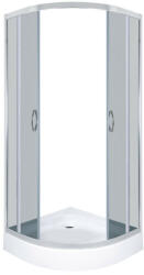 Kerra Intro 80x80 cm íves tolóajtós zuhanykabin 4 mm biztonsági üveggel, króm kerettel zuhanytálcával, 200 cm magas (INTRO80)