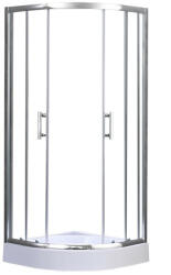 Leziter Spirit Clear 90x90 cm íves tolóajtós zuhanykabin 5 mm biztonsági üveggel zuhanytálcával, króm kerettel, 180 cm magas (SC90S_AKI90ZT)