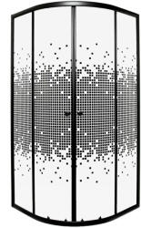 Kerra Pixel Black 80x80 cm íves tolóajtós zuhanykabin 4 mm biztonsági üveggel tálca nélkül, fekete kerettel, 183 cm magas (PIXEL-80-BL-SOLO)