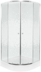 Kerra Pixel White 80x80 cm íves tolóajtós zuhanykabin 4 mm biztonsági üveggel zuhanytálcával, króm kerettel, 183 cm magas (PIXEL-80-WH-Z-BR-PL)