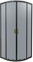 Kerra Tiara Black arany színű foggantyúval 80x80 cm íves tolóajtós zuhanykabin 6 mm biztonsági üveggel tálca nélkül, 190 cm magas (TIARAGOLD80)