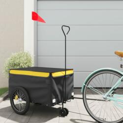 vidaXL fekete-sárga vas kerékpár-utánfutó 30 kg (94099) - vidaxl