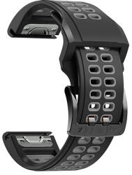 Garmin Fenix 7, Forerunner 945 Double Color szilikon óraszíj, fekete+szürke