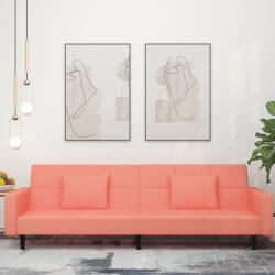 vidaXL kétszemélyes rózsaszín bársony kanapéágy két párnával (375819)