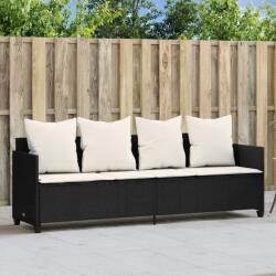 vidaXL fekete polyrattan napozóágy párnával (368344)