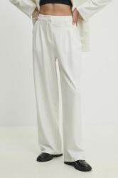 Answear Lab pantaloni femei, culoarea alb, lat, high waist BBYH-SPD03P_00X