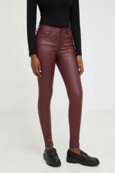 Answear Lab pantaloni femei, culoarea bordo, mulata, medium waist BBYH-SPD002_83X