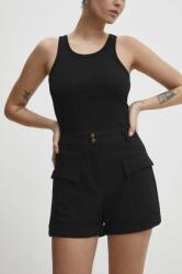 Answear Lab pantaloni scurti femei, culoarea negru, neted, high waist BBYH-SZD01D_99X