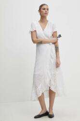 ANSWEAR rochie din bumbac culoarea alb, midi, evazati BBYH-SUD0AI_00X