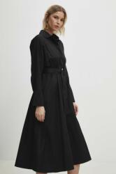 ANSWEAR rochie din bumbac culoarea negru, midi, evazati BBYH-SUD0B7_99X