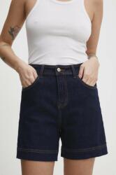 Answear Lab pantaloni scurti jeans femei, culoarea albastru marin, neted, high waist BBYH-SZD01C_59X