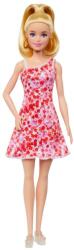 Mattel Barbie Fashionista barátnők stílusos divatbaba - piros-rózsaszín virágmintás ruhában (FBR37-HJT02)