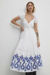 ANSWEAR rochie din bumbac culoarea alb, maxi, evazati BBYH-SUD0AJ_00X