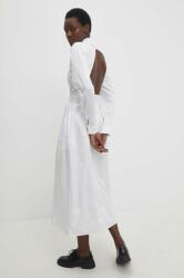 ANSWEAR rochie din bumbac culoarea alb, maxi, evazati BBYH-SUD0A2_00X