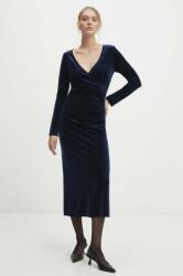 ANSWEAR rochie de catifea culoarea albastru marin, maxi, mulata BBYH-SUD02N_59X