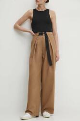 Answear Lab pantaloni femei, culoarea maro, lat, high waist BMYX-SPD01Y_82X