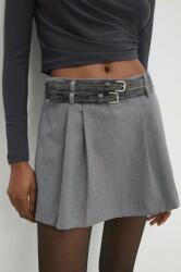 Answear Lab pantaloni scurti femei, culoarea gri, neted, high waist BBYH-SZD00K_90X