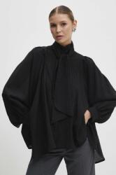 ANSWEAR camasa femei, culoarea negru, cu un decolteu legat, relaxed BBYH-KDD070_99X