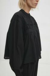 ANSWEAR camasa din bumbac femei, culoarea negru, cu guler stand-up, relaxed BBYH-KDD042_99X