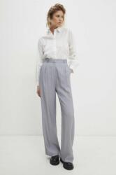 Answear Lab pantaloni femei, culoarea gri, lat, high waist BBYH-SPD026_90X