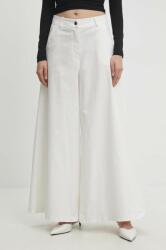 Answear Lab pantaloni femei, culoarea alb, lat, high waist BBYH-SJD05K_00X