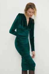 ANSWEAR rochie de catifea culoarea verde, mini, mulata BBYH-SUD03M_77X