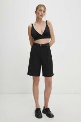 Answear Lab pantaloni scurti femei, culoarea negru, neted, high waist BBYH-SZD00O_99X