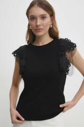 ANSWEAR bluza femei, culoarea negru, cu imprimeu BBYH-BDD05W_99X