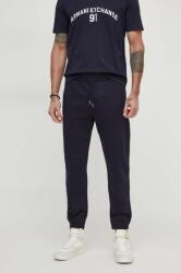 Armani Exchange pantaloni de trening din bumbac culoarea albastru marin, neted PPYH-SPM093_59X