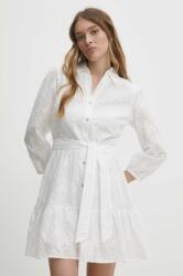 ANSWEAR rochie din bumbac culoarea alb, mini, evazati BBYH-SSD02Y_00X
