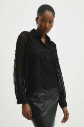 ANSWEAR camasa femei, culoarea negru, cu guler clasic, regular BBYH-KDD06E_99X