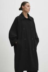 ANSWEAR palton femei, culoarea negru, de tranzitie, cu doua randuri de nasturi BBYH-KPD00T_99X