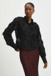 ANSWEAR camasa femei, culoarea negru, cu guler clasic, regular BBYH-KDD06B_99X
